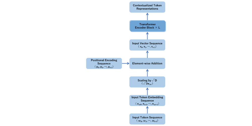 Fig. 2-1 Input Token Embeddings and Positional Encodings in the Transformer Encoder