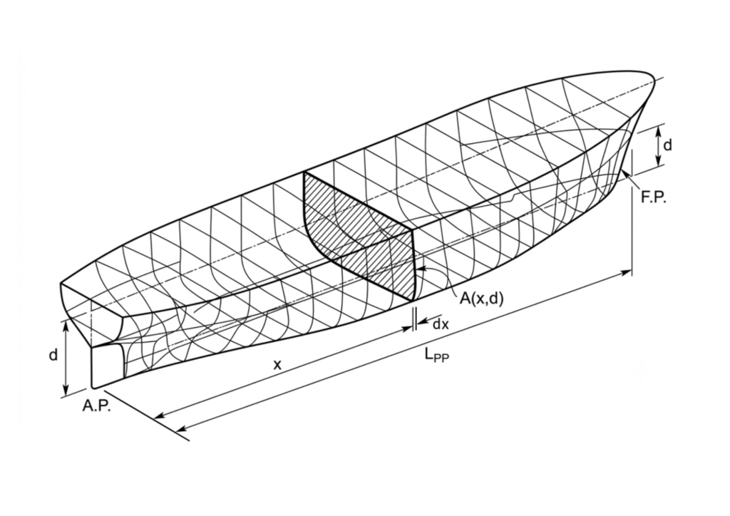 Figure 1.3-1 Method for Calculating Displacement Volume from Cross-Sectional Areas